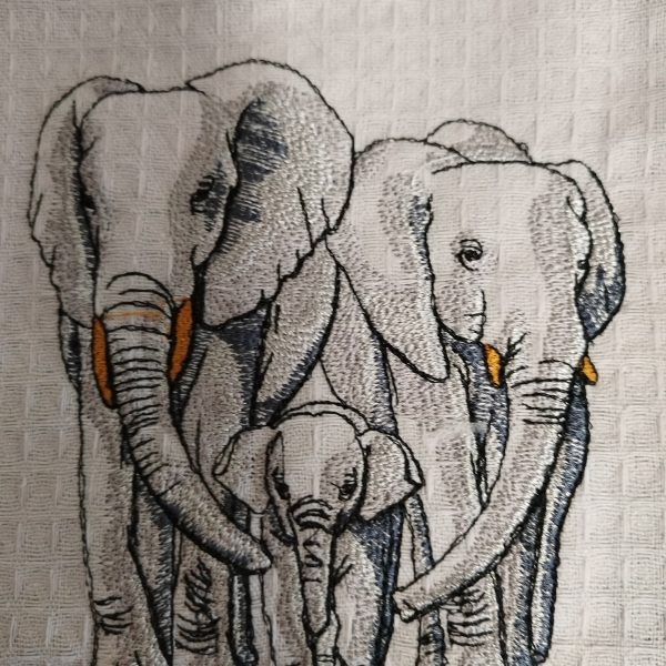 Elephant Family Tea Towel
